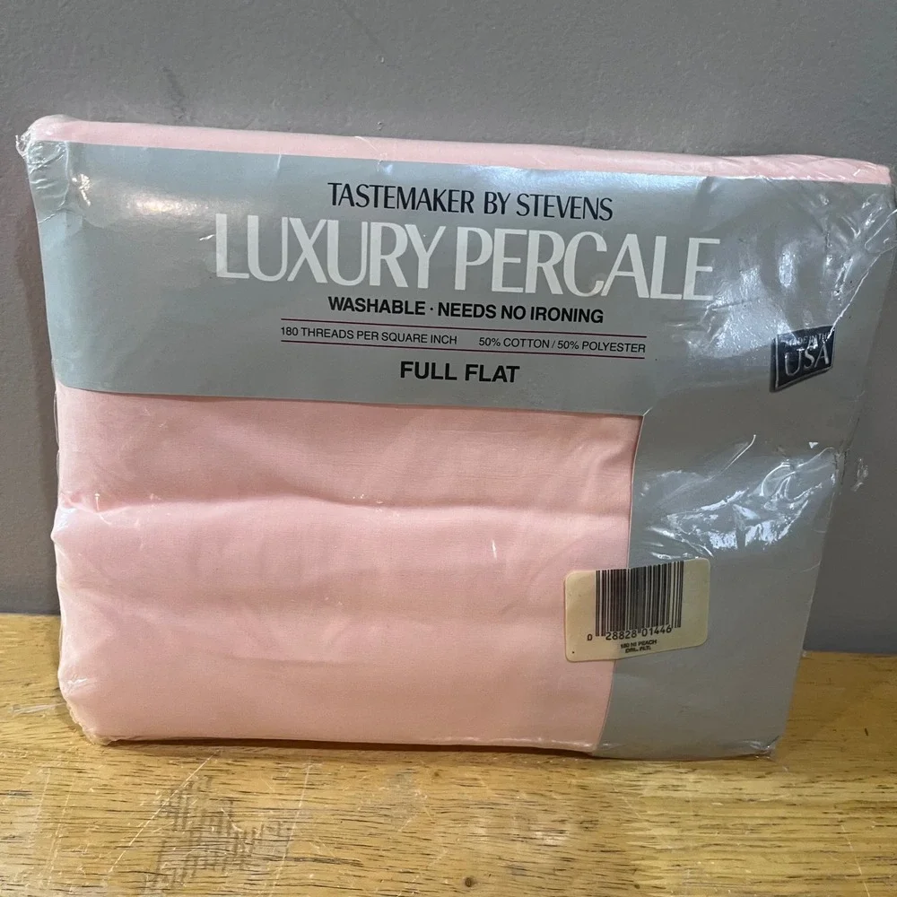 Vtg Tastemaker by Stevens Full Flat Sheet‎ Peach Luxury Percale Made in USA NEW